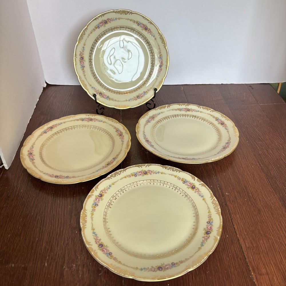 KPM Royal Ivory Germany Dinner Plates The Festival Pattern 7.5" Set Of‎ 4